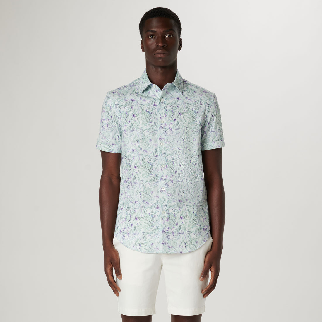 Miles Leaf Print OoohCotton Short Sleeve Shirt