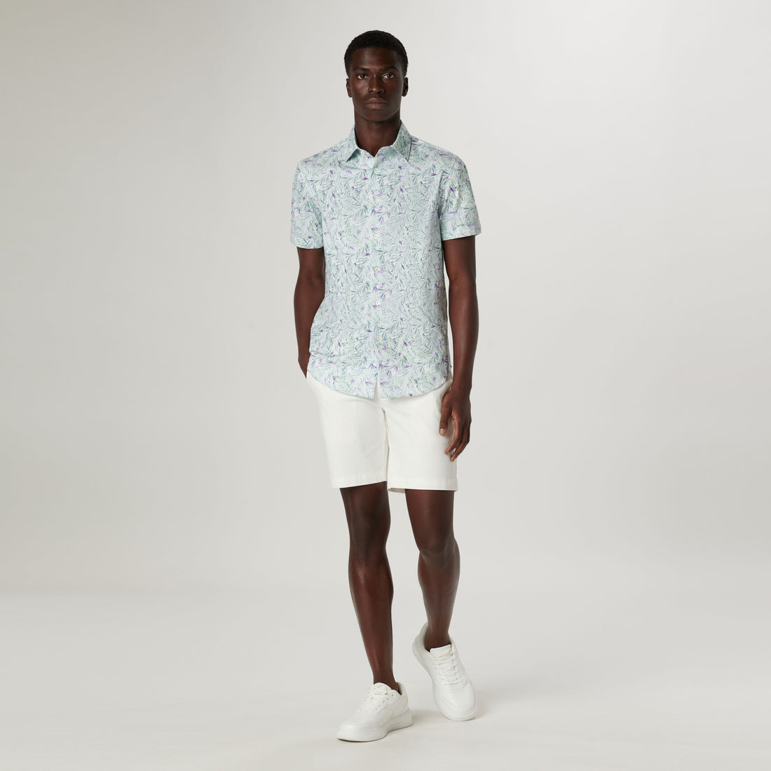 Miles Leaf Print OoohCotton Short Sleeve Shirt