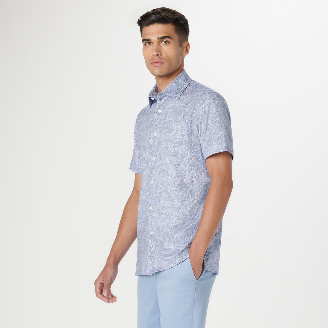 Milo Leaf Print OoohCotton Short Sleeve Shirt