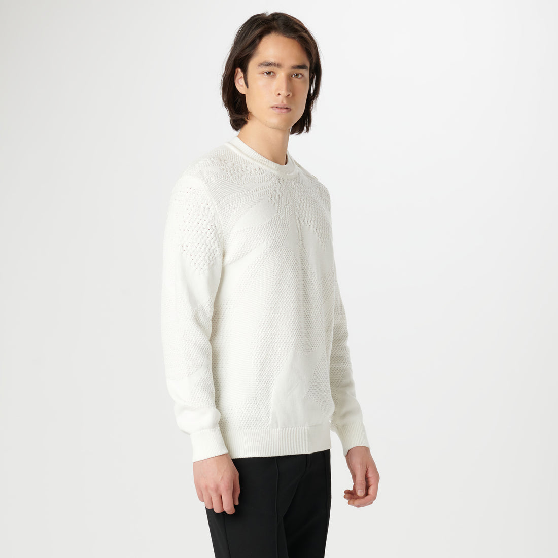 Mixed Stitch Crew Neck Sweater