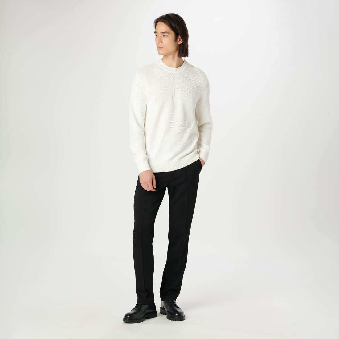 Mixed Stitch Crew Neck Sweater