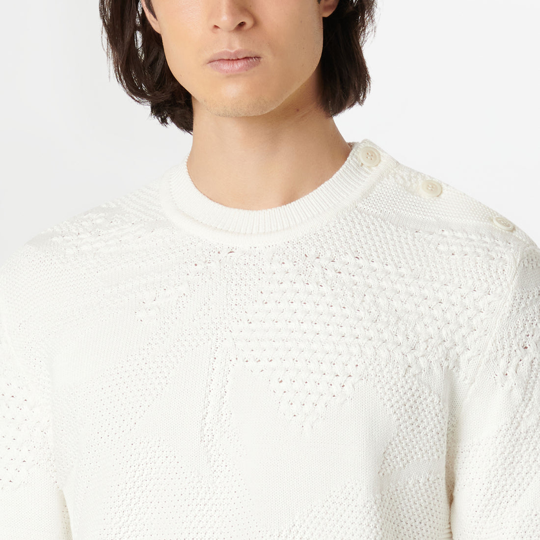 Mixed Stitch Crew Neck Sweater