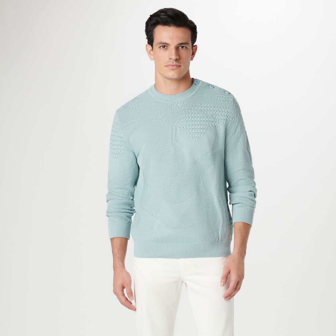 Mixed Stitch Crew Neck Sweater