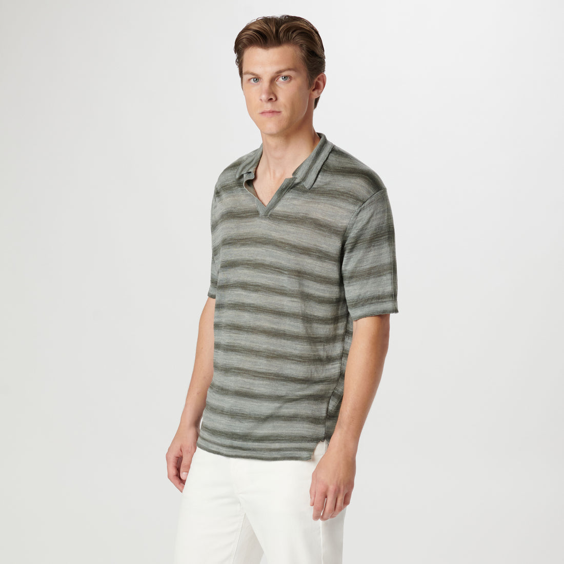 Heather Striped Short Sleeved Johnny Sweater