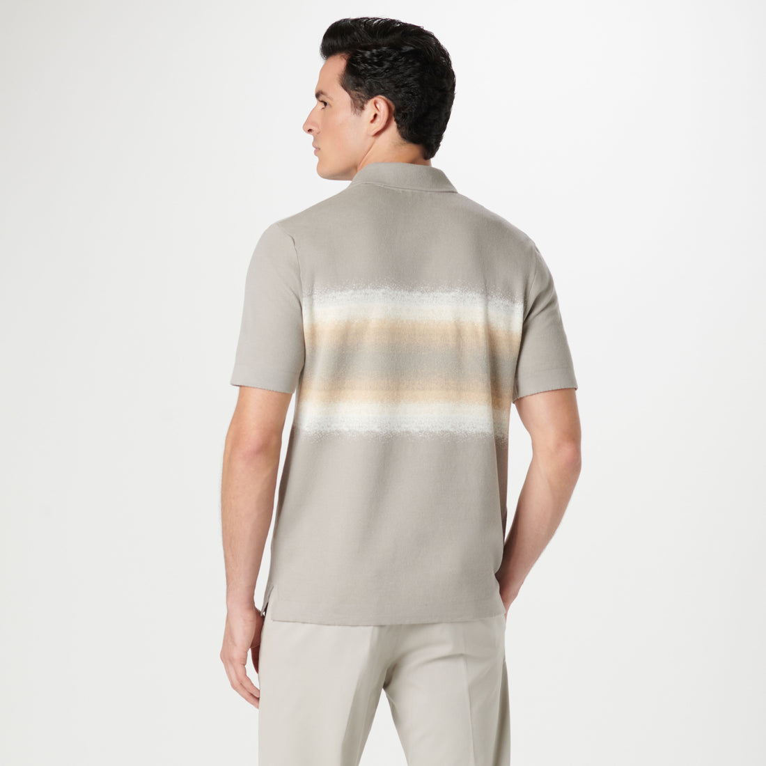 Ombre Stripe Short Sleeve Polo Sweater