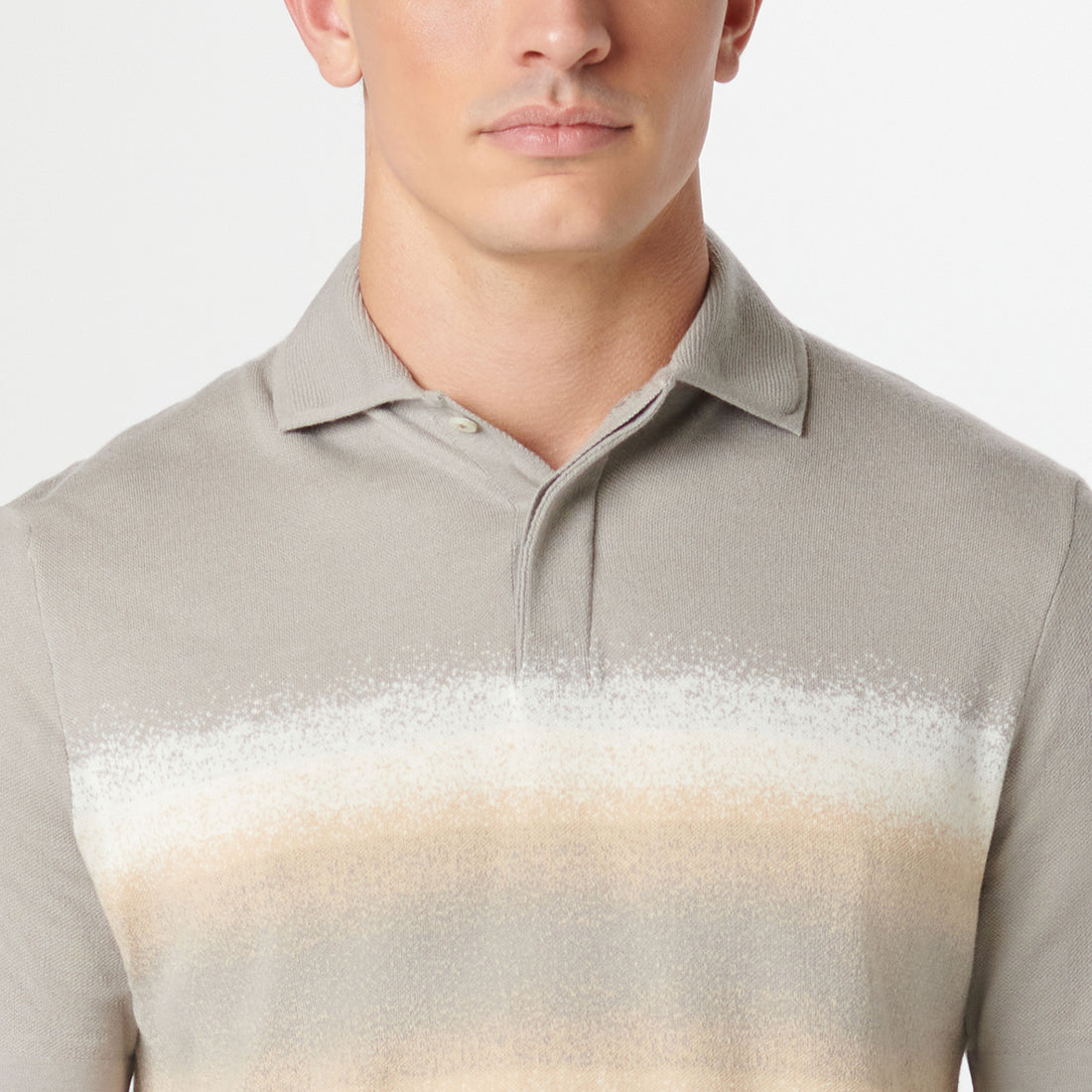 Ombre Stripe Short Sleeve Polo Sweater