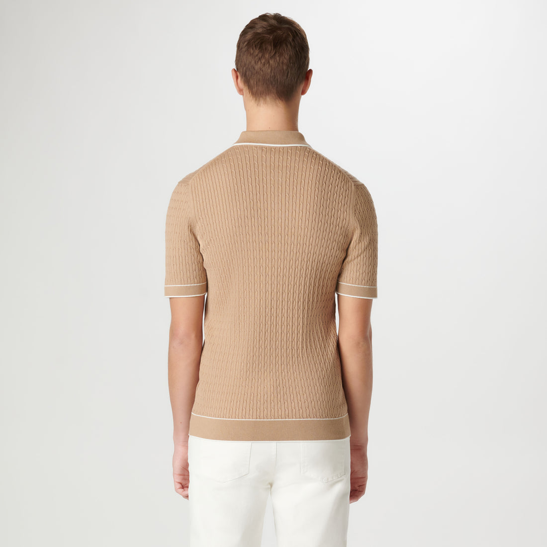 Cable Stitch Short Sleeve Polo Sweater