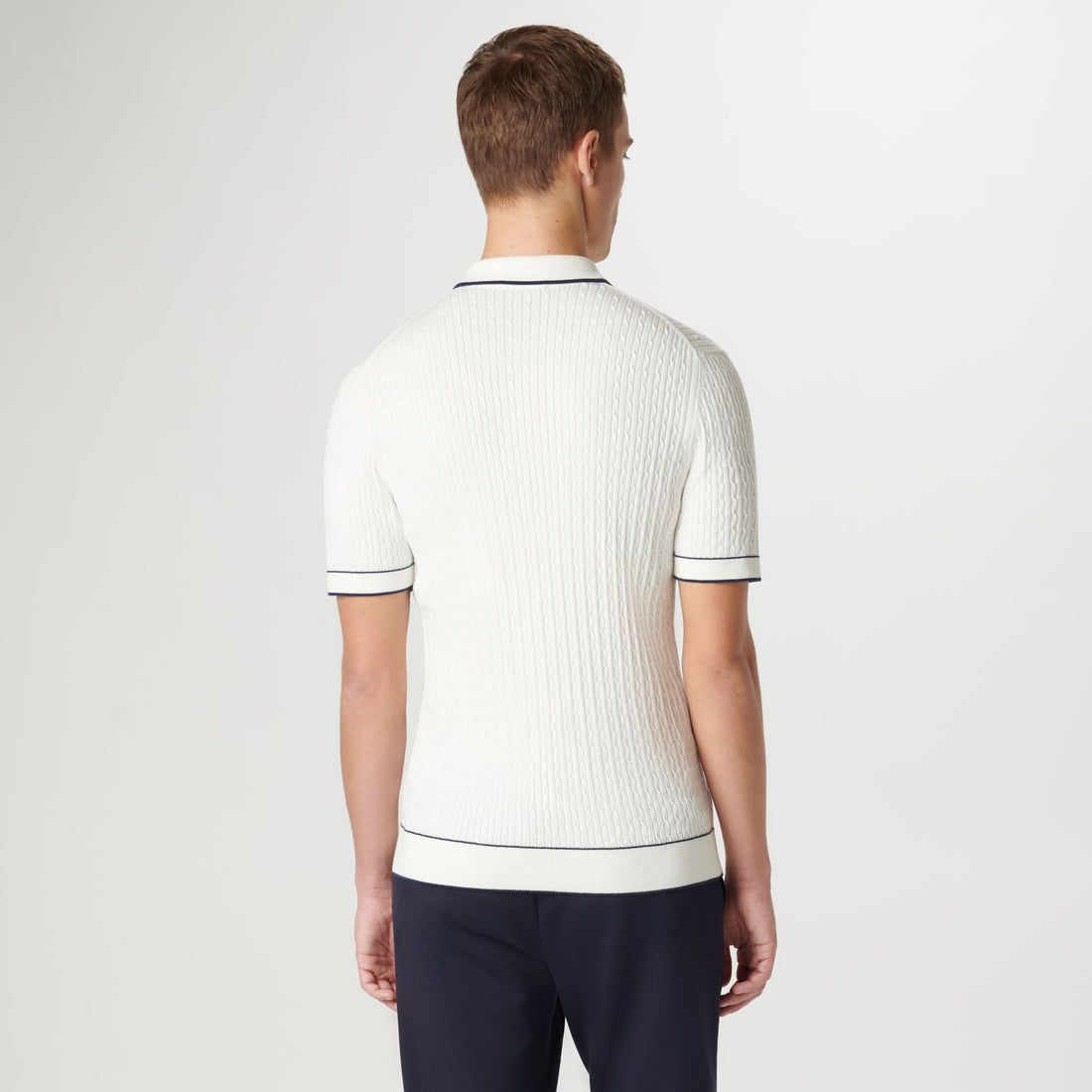 Cable Stitch Short Sleeve Polo Sweater