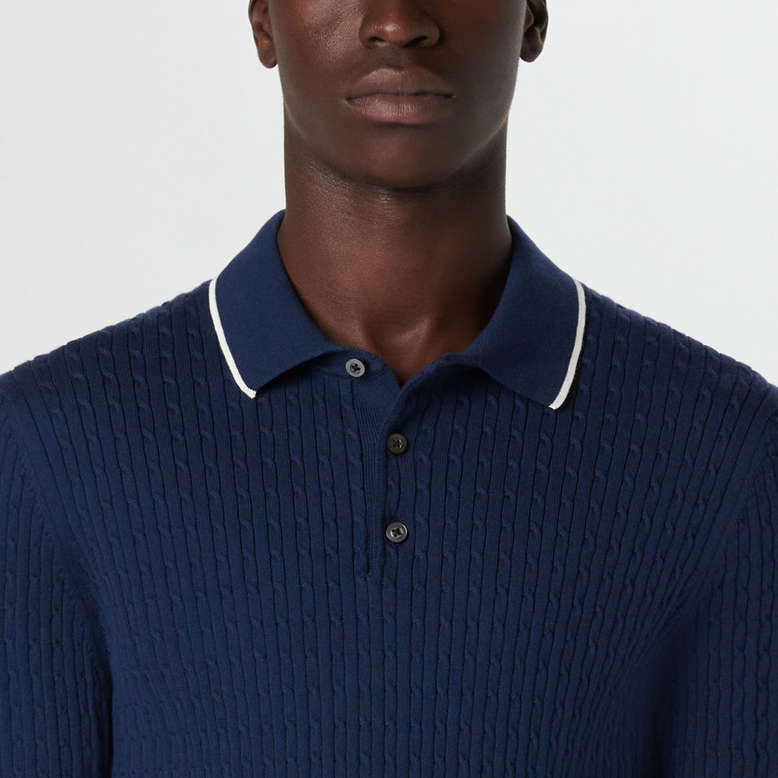 Cable Stitch Short Sleeve Polo Sweater