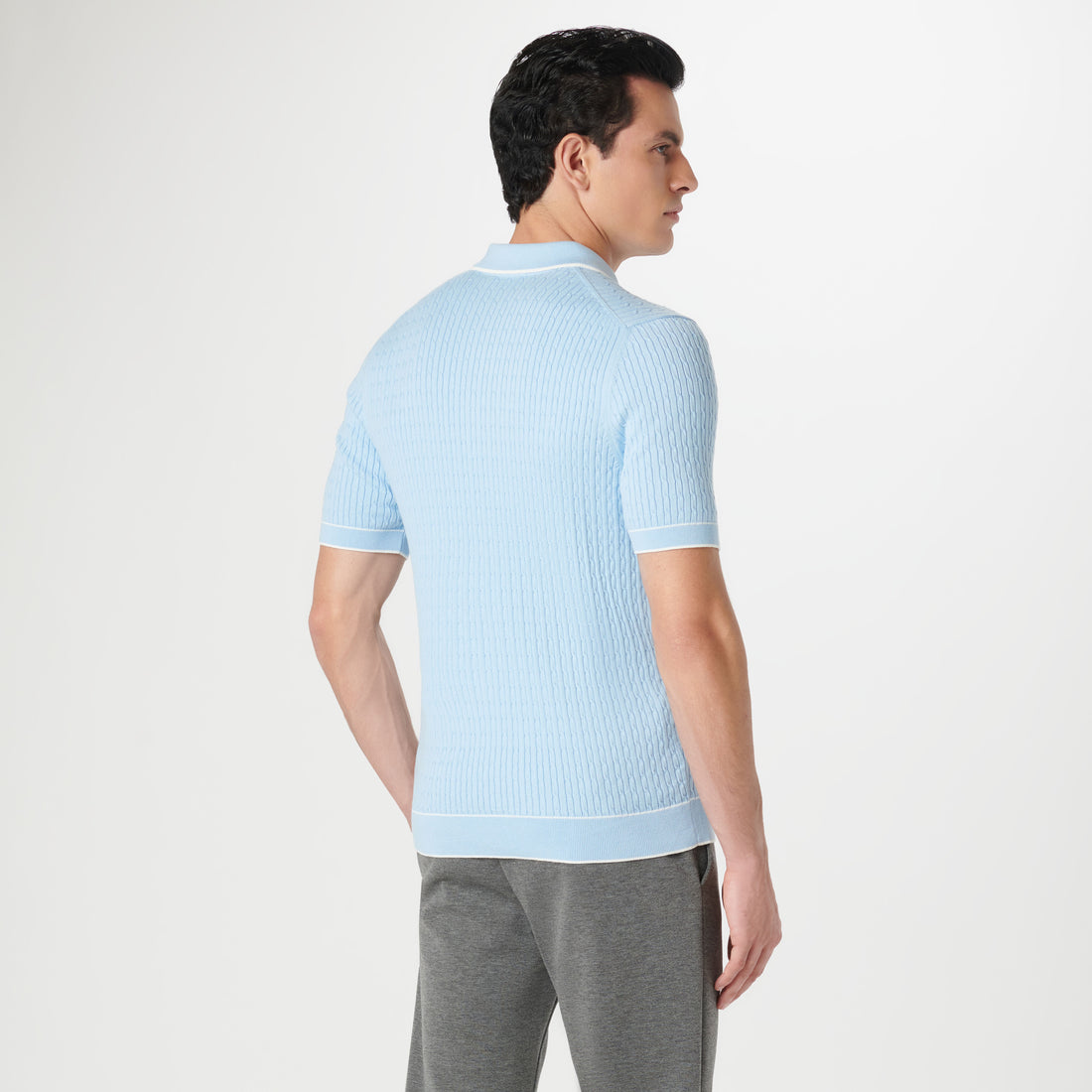 Cable Stitch Short Sleeve Polo Sweater