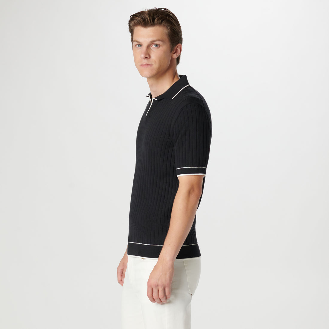 Rib Stitch Short Sleeve Johnny Sweater