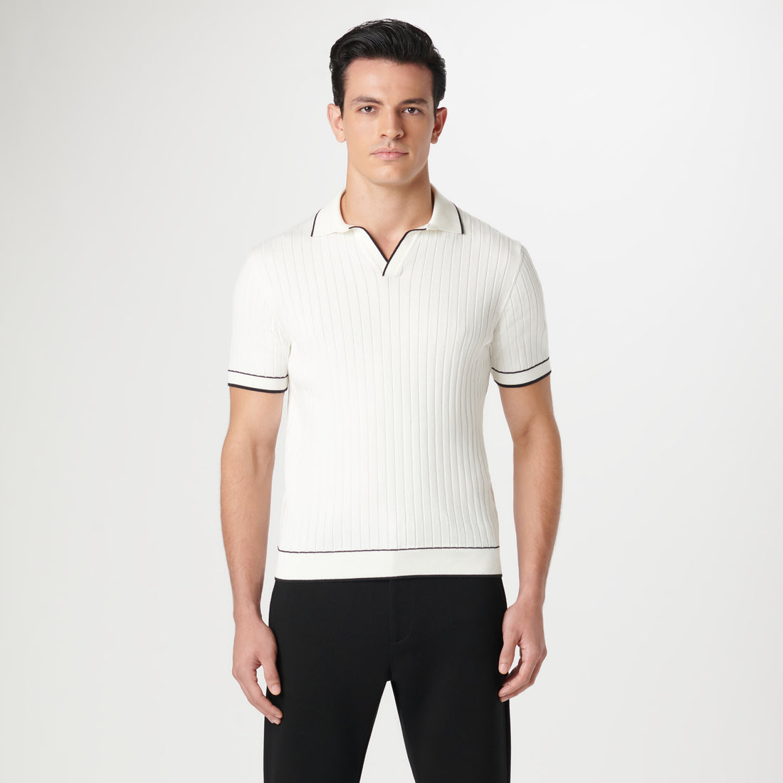 Rib Stitch Short Sleeve Johnny Sweater