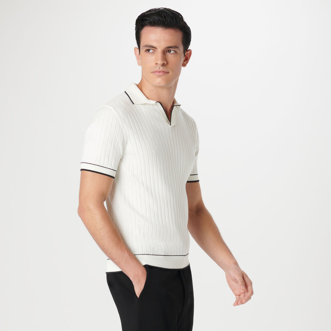 Rib Stitch Short Sleeve Johnny Sweater