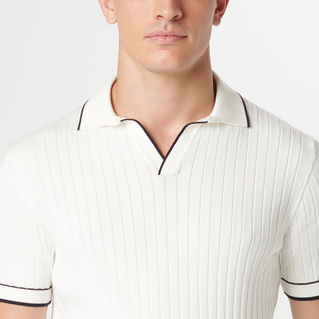 Rib Stitch Short Sleeve Johnny Sweater