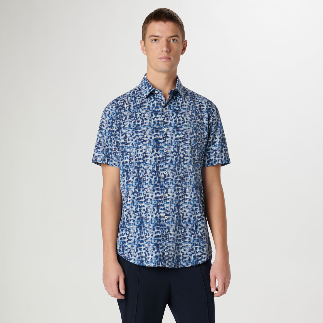 Orson Asymmetric Check Short Sleeve Shirt