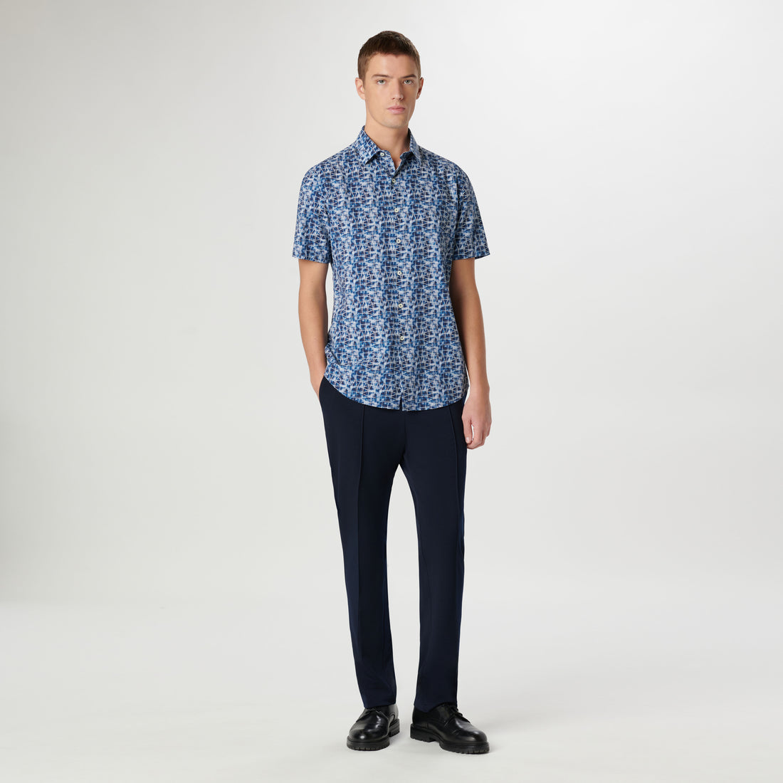 Orson Asymmetric Check Short Sleeve Shirt