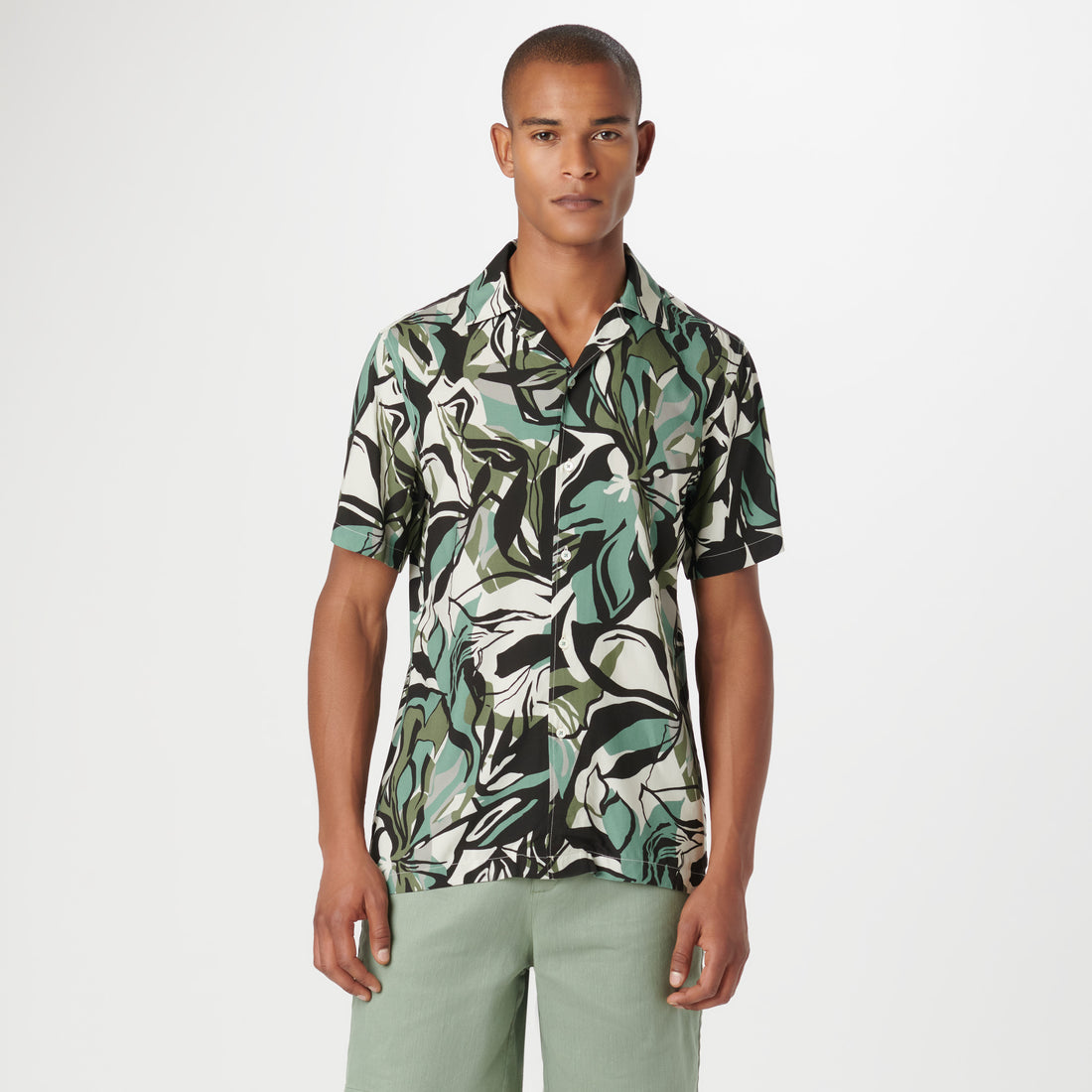 Jackson Leaf Print Short Sleeve Shirt