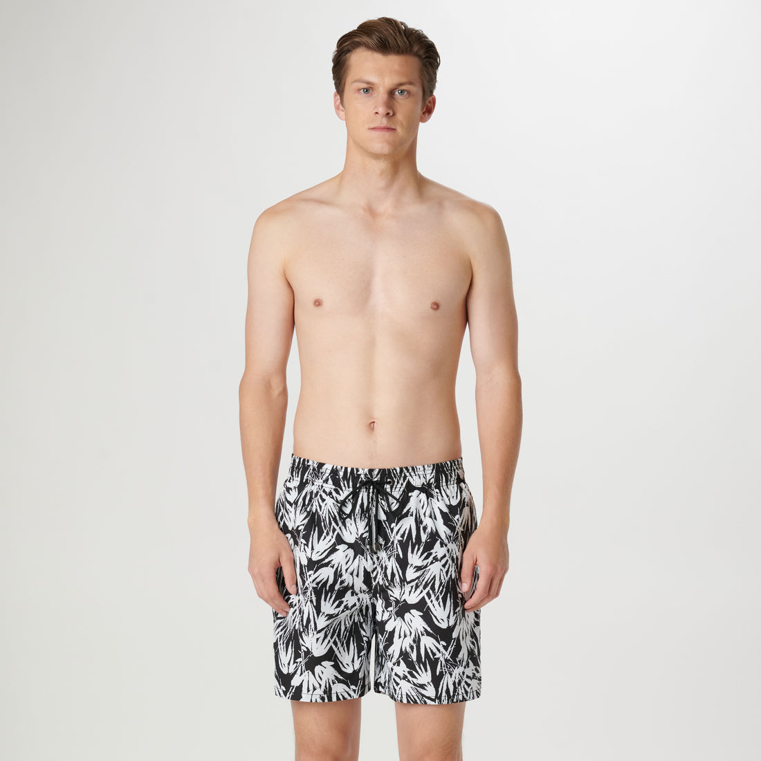 Cosmo Leaf Print Swim Trunks