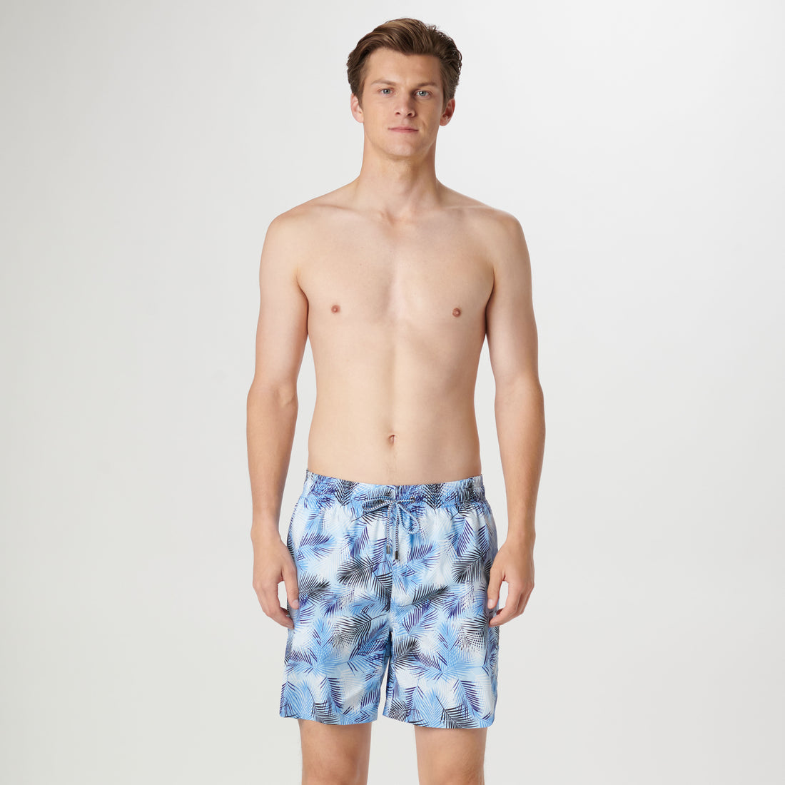 Cosmo Leaf Print Swim Trunks