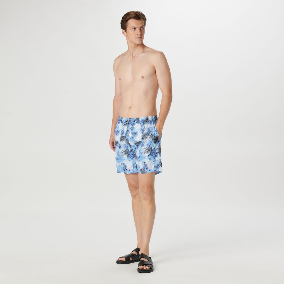 Cosmo Leaf Print Swim Trunks