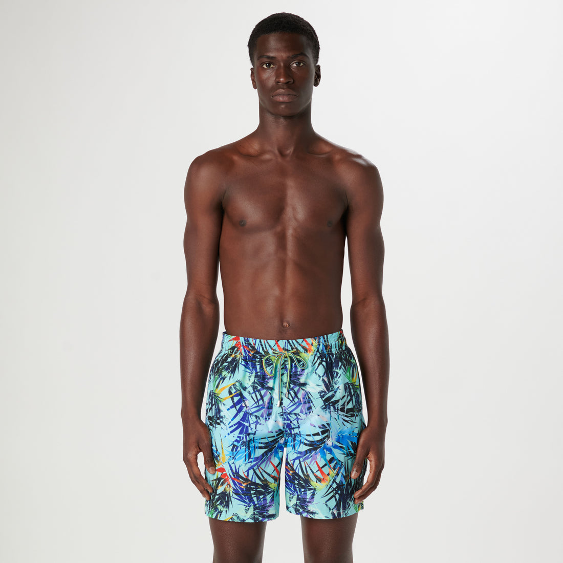 Cosmo Leaf Print Swim Trunks