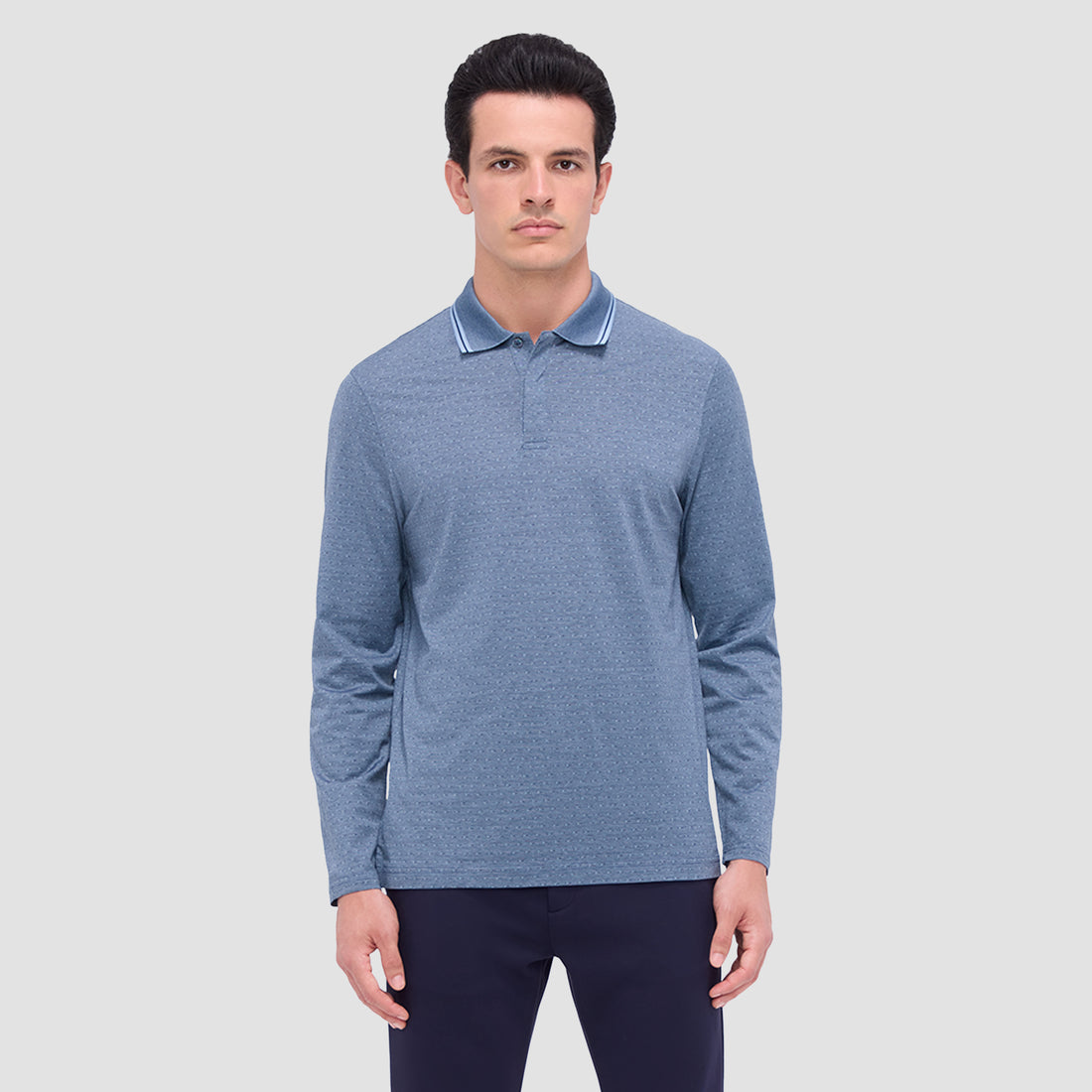 Jacquard Long Sleeve Polo