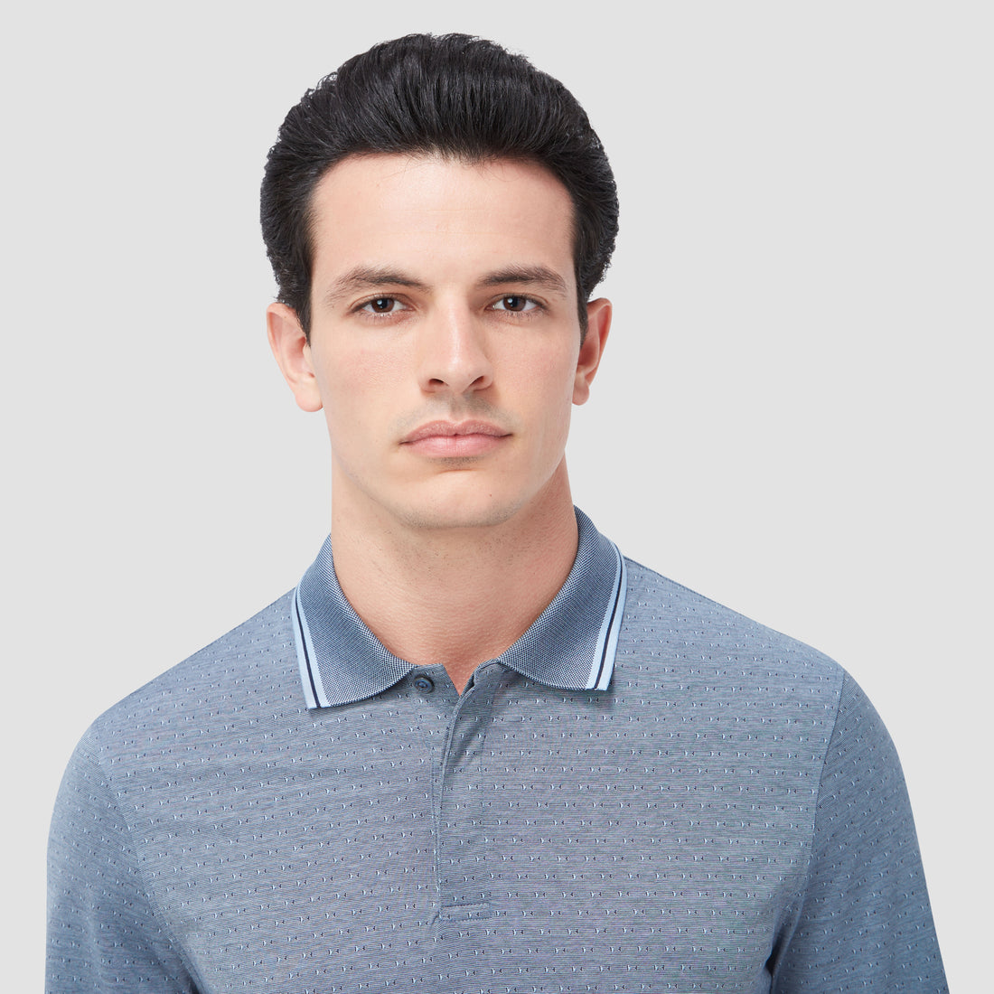 Jacquard Long Sleeve Polo