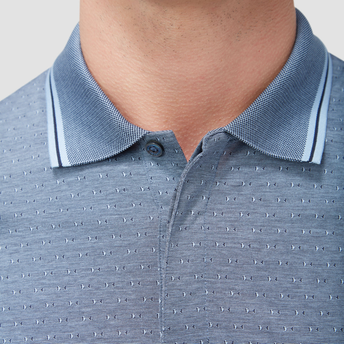 Jacquard Long Sleeve Polo