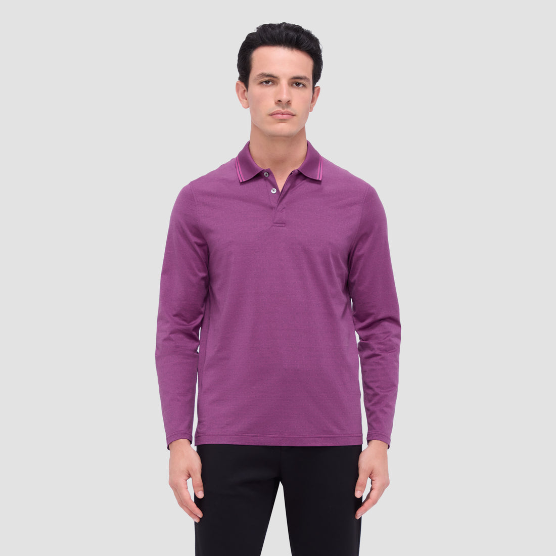 Jacquard Long Sleeve Polo