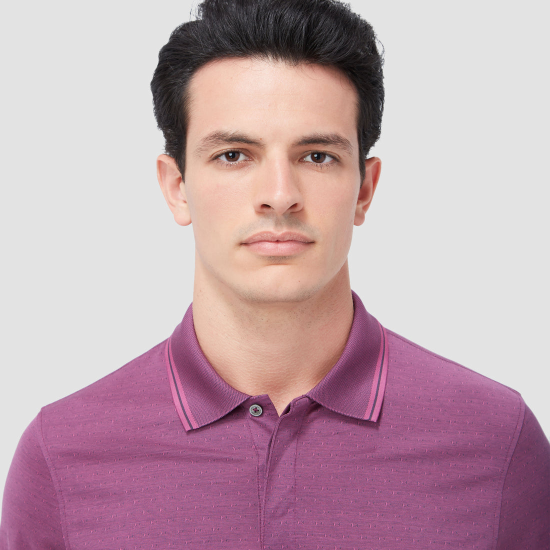 Jacquard Long Sleeve Polo