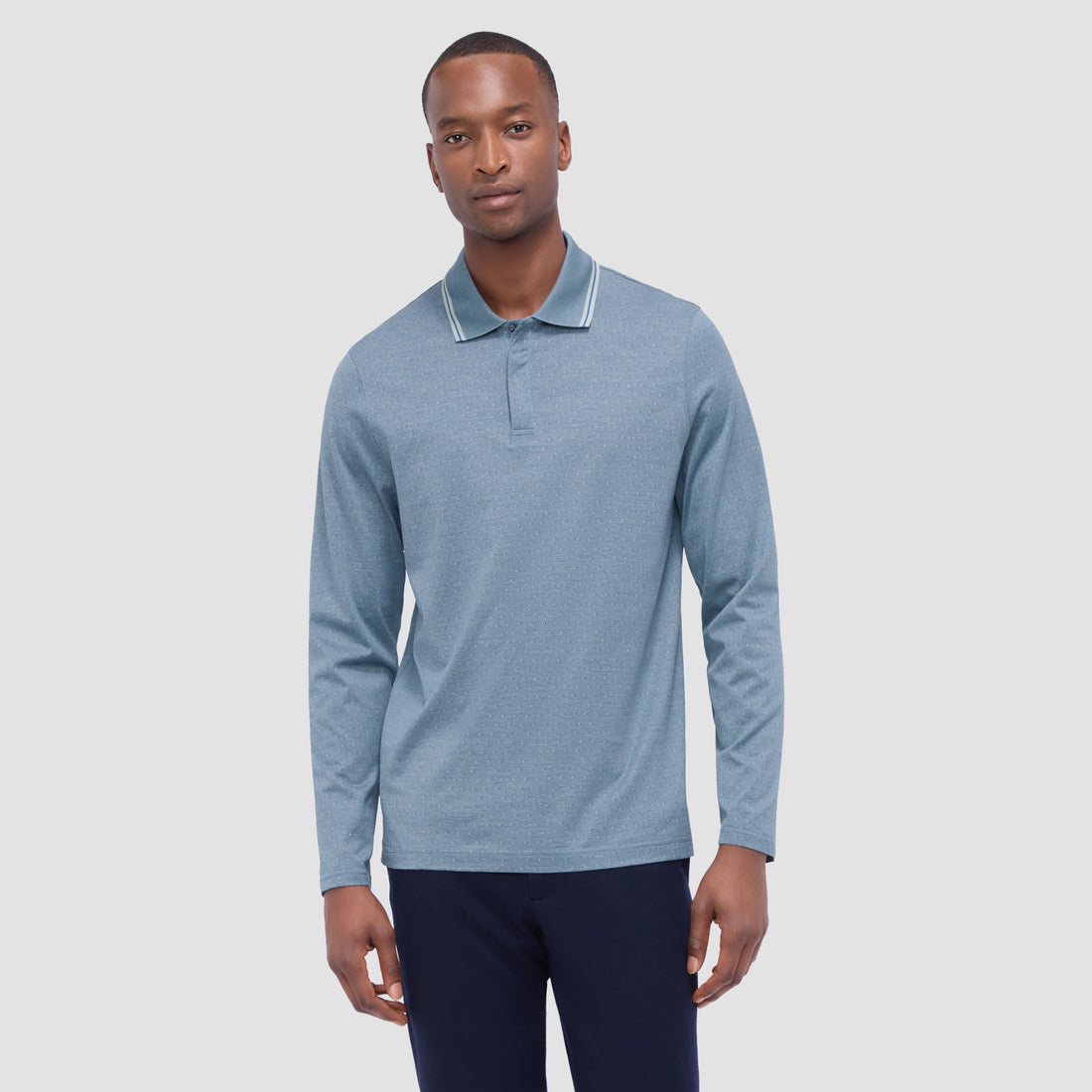 Jacquard Long Sleeve Polo