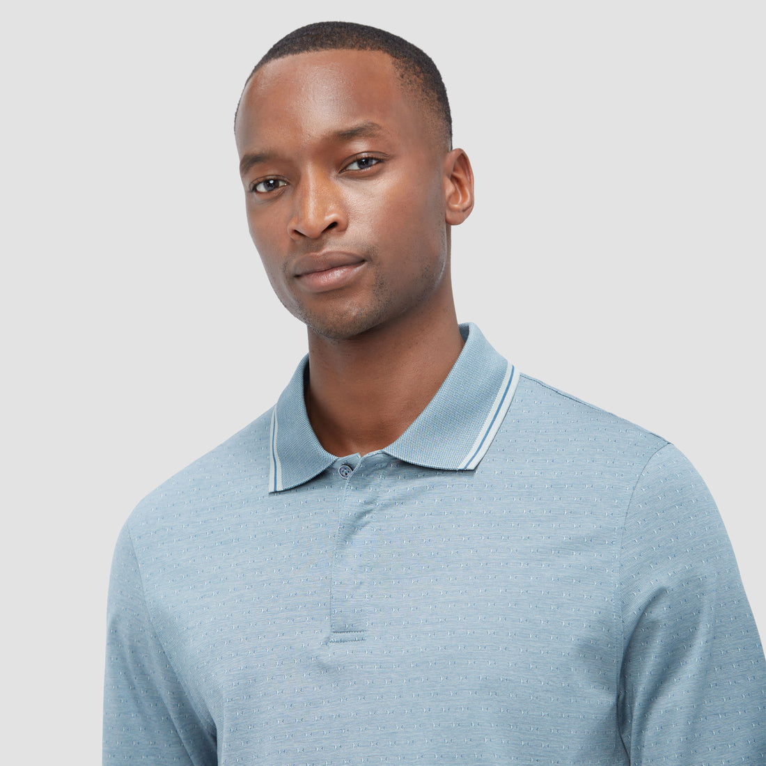 Jacquard Long Sleeve Polo