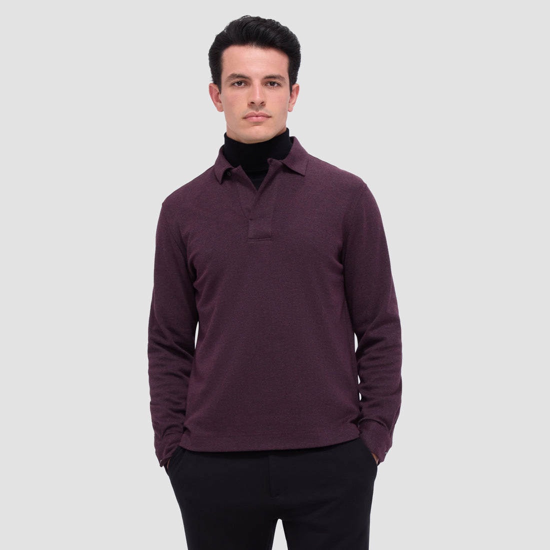 Herringbone Long Sleeve Polo