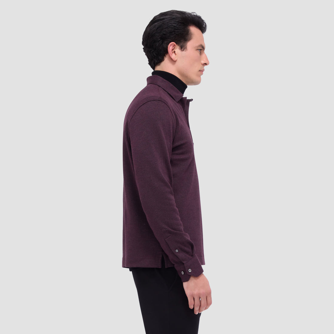 Herringbone Long Sleeve Polo