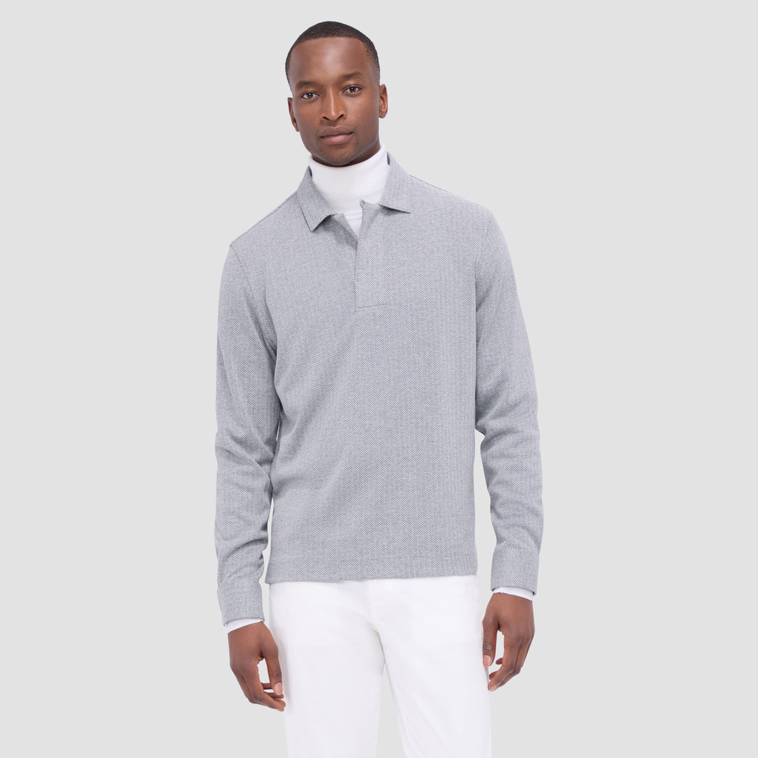 Herringbone Long Sleeve Polo