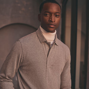 Herringbone Long Sleeve Polo