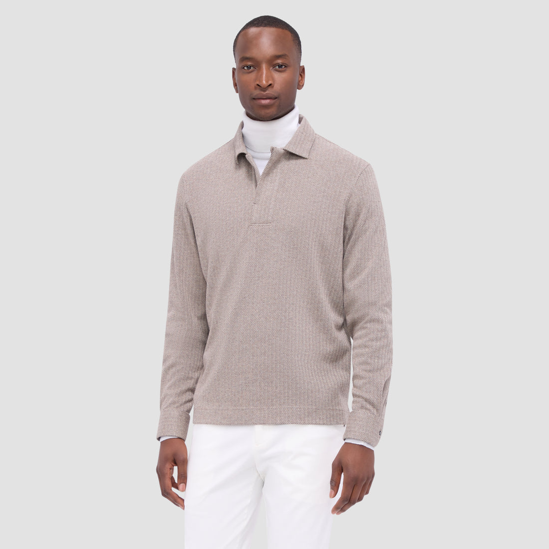 Herringbone Long Sleeve Polo