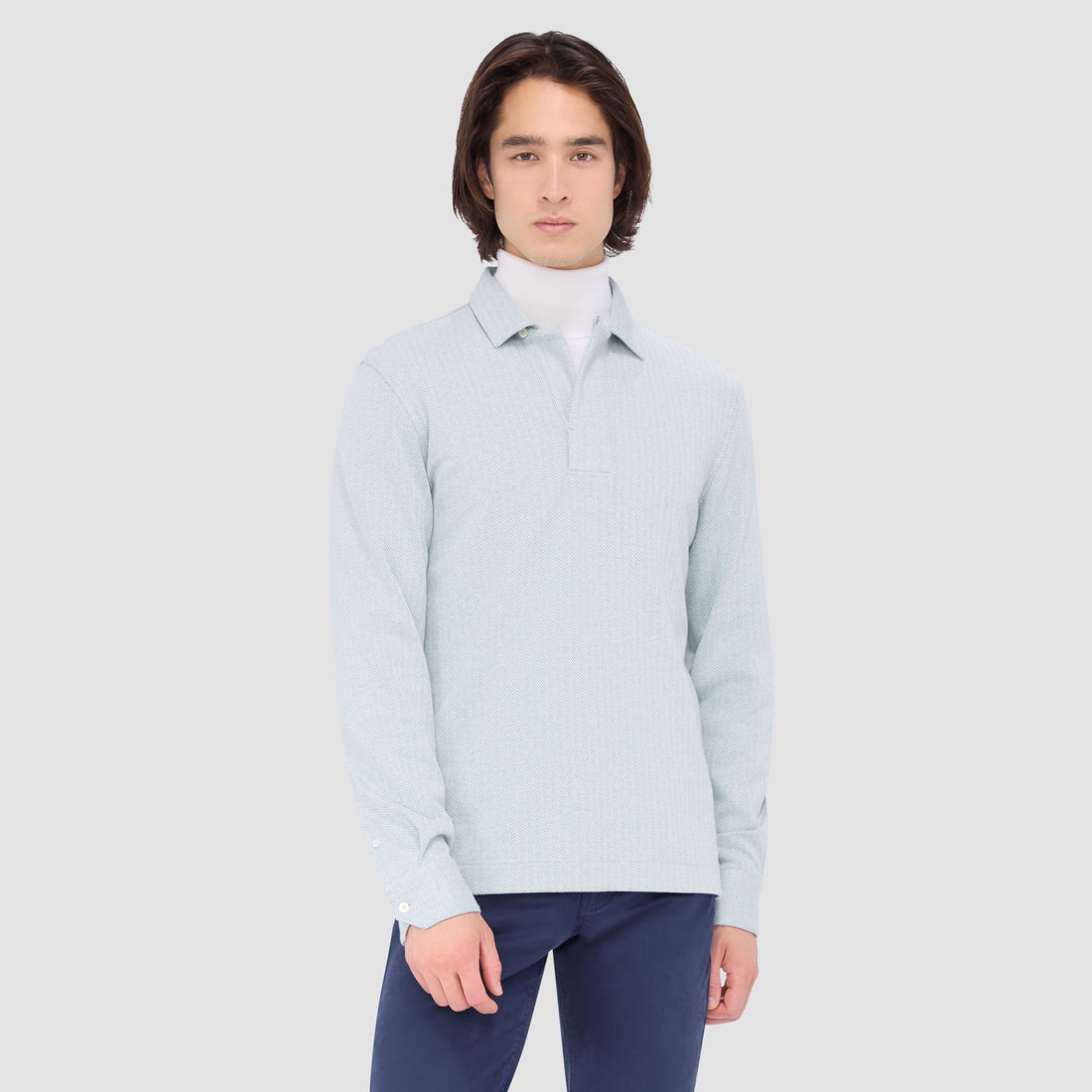 Herringbone Long Sleeve Polo