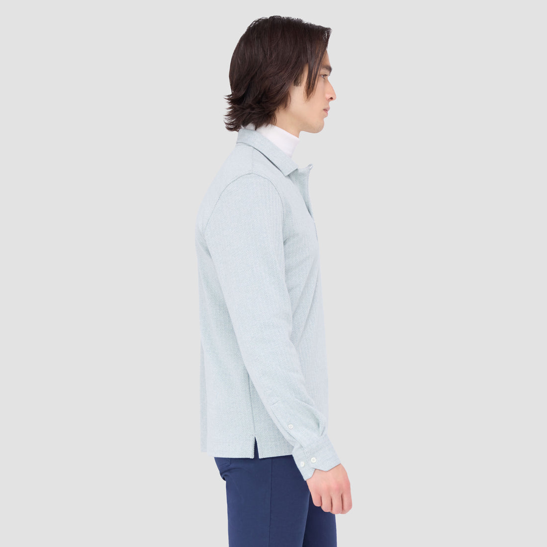 Herringbone Long Sleeve Polo