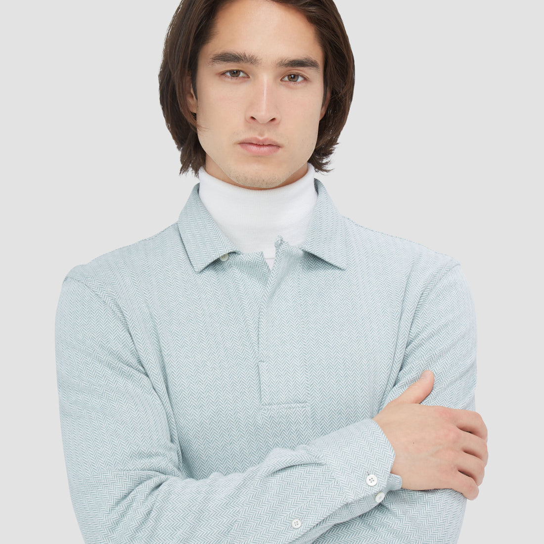 Herringbone Long Sleeve Polo