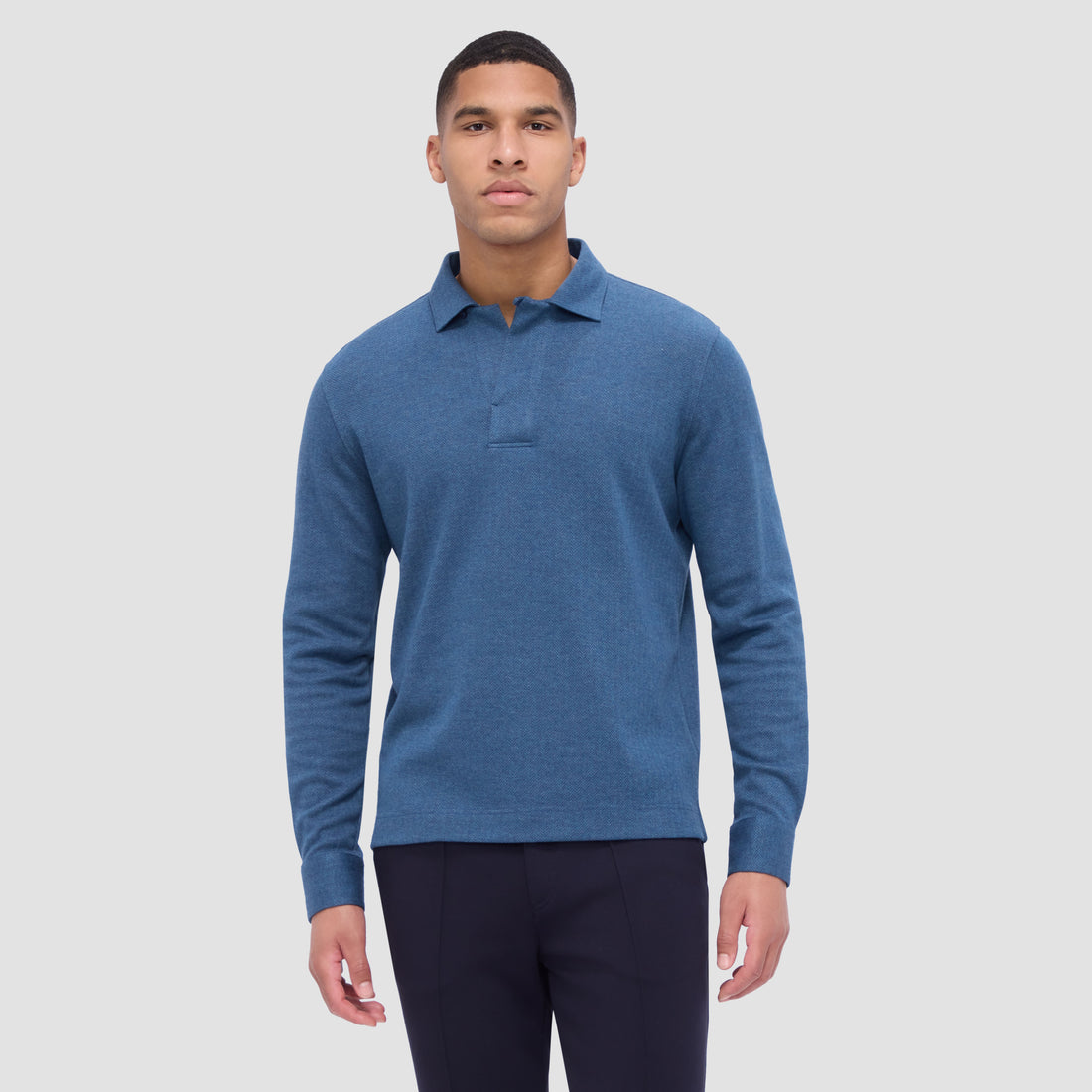 Herringbone Long Sleeve Polo