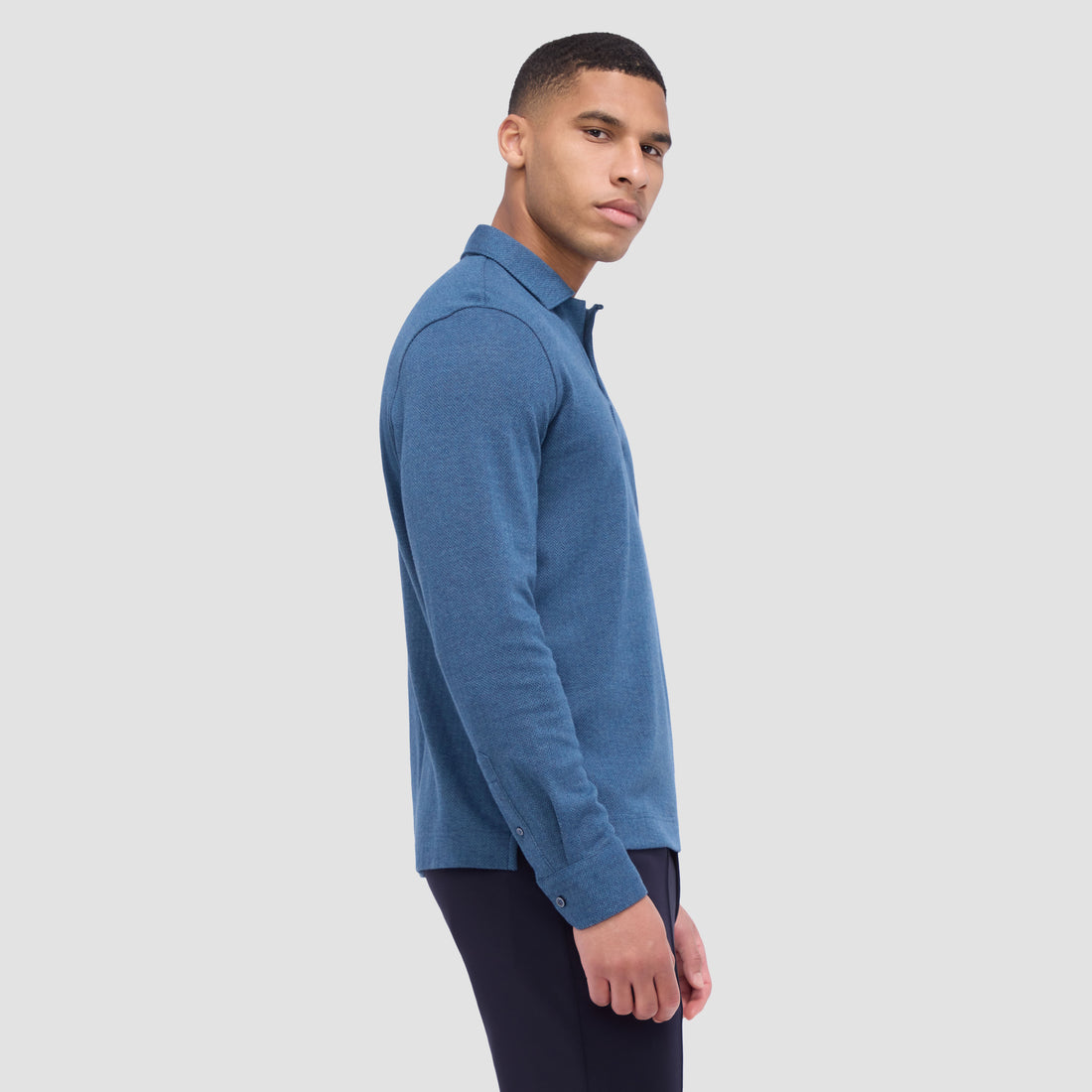 Herringbone Long Sleeve Polo