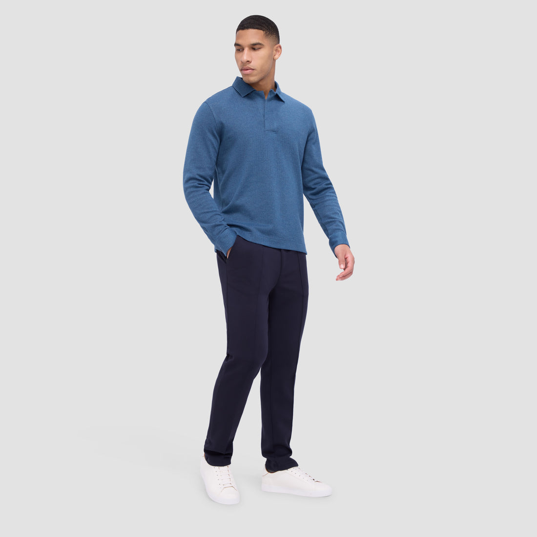 Herringbone Long Sleeve Polo