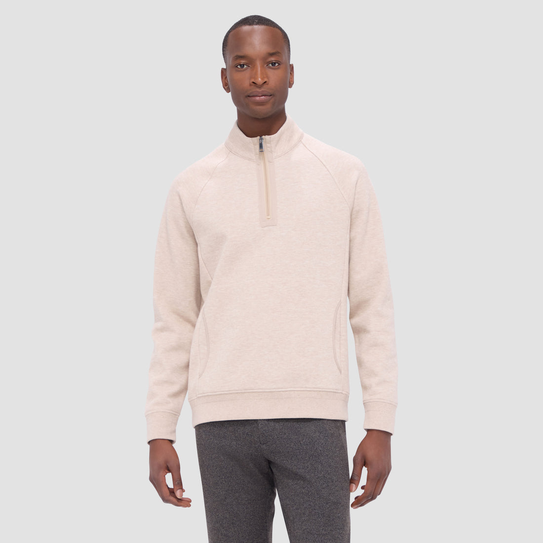 Double Sided Pique/Heather Quarter-Zip Pullover