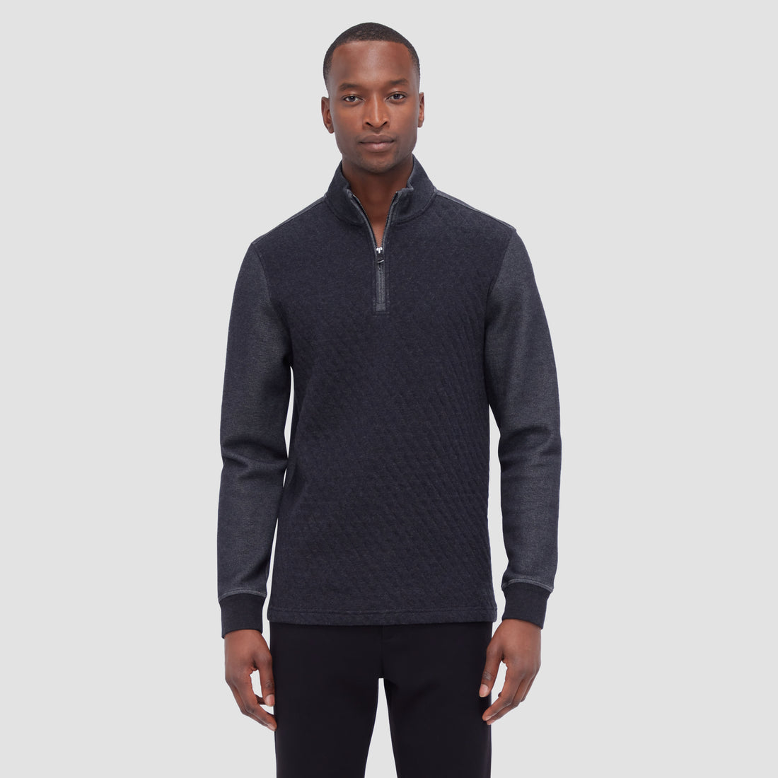 Diamond Quilted Quarter-Zip Pullover