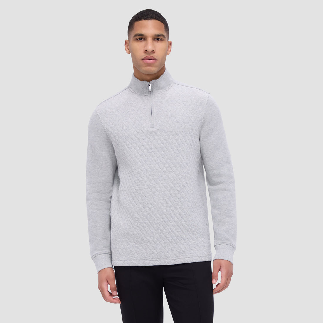 Diamond Quilted Quarter-Zip Pullover