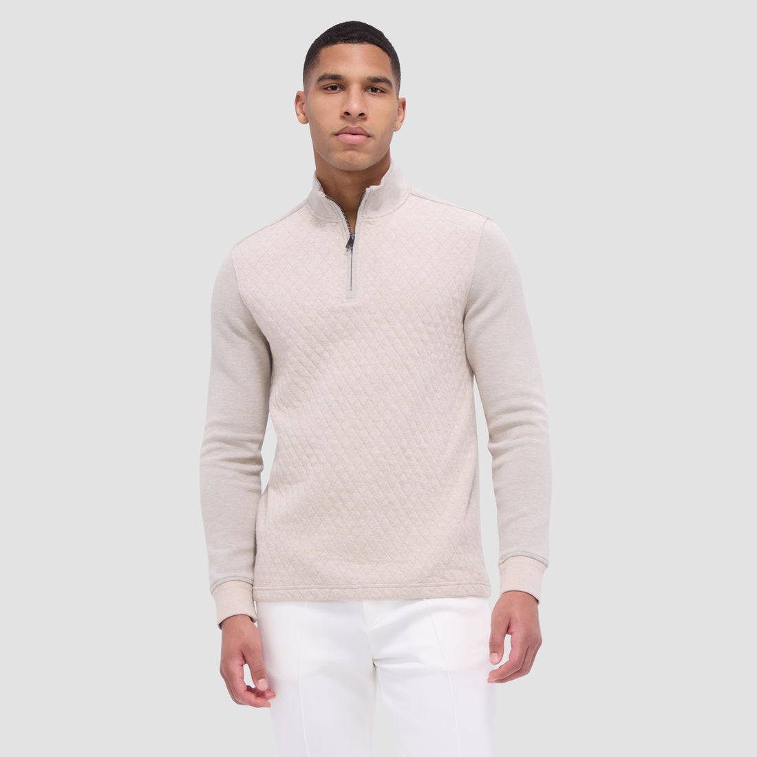 Diamond Quilted Quarter-Zip Pullover