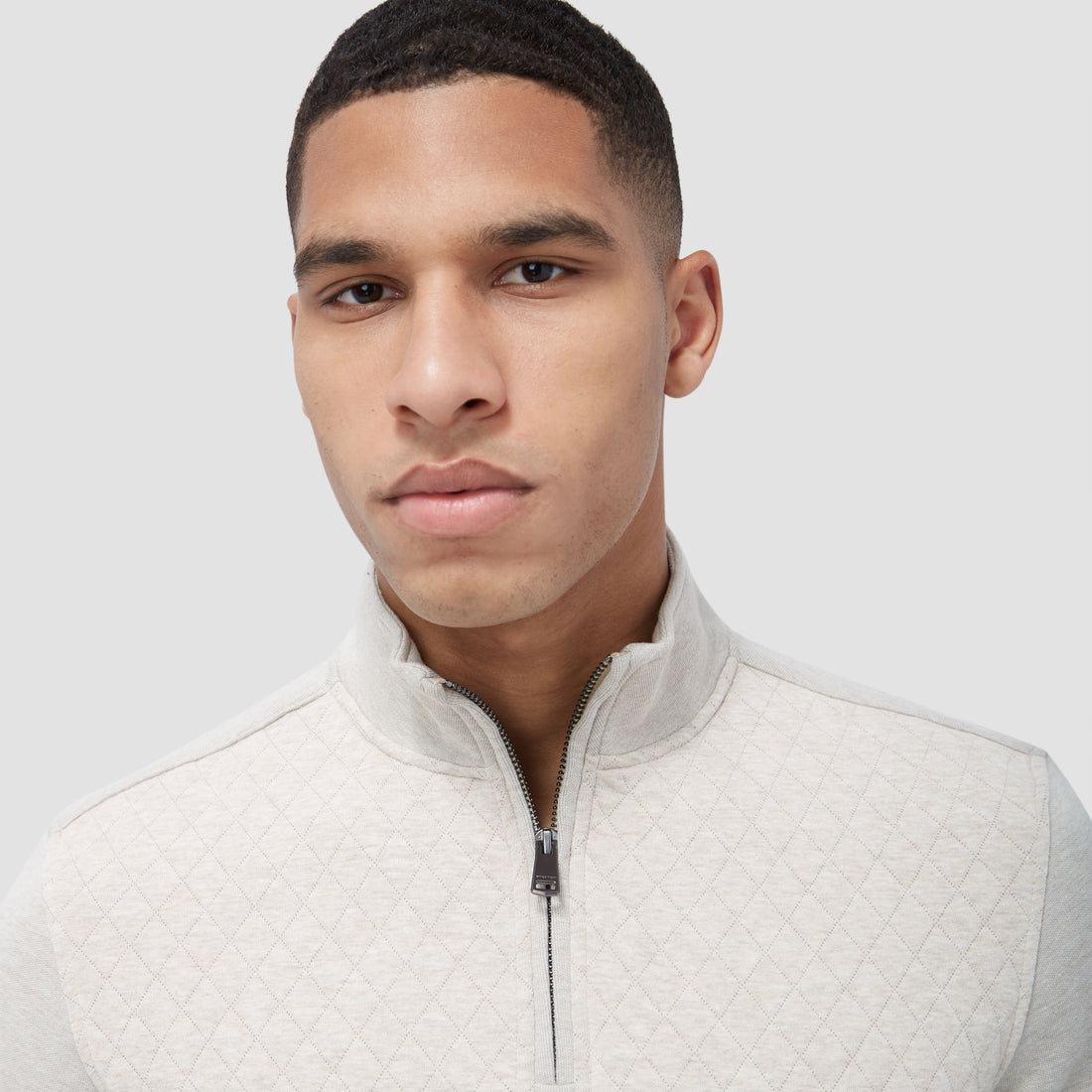 Diamond Quilted Quarter-Zip Pullover