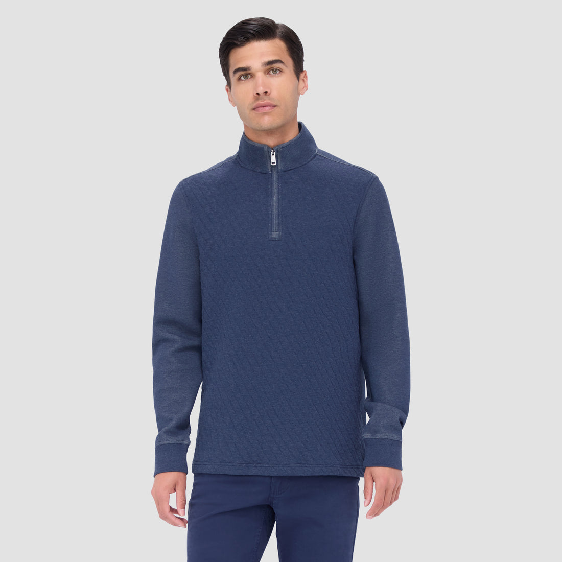 Diamond Quilted Quarter-Zip Pullover