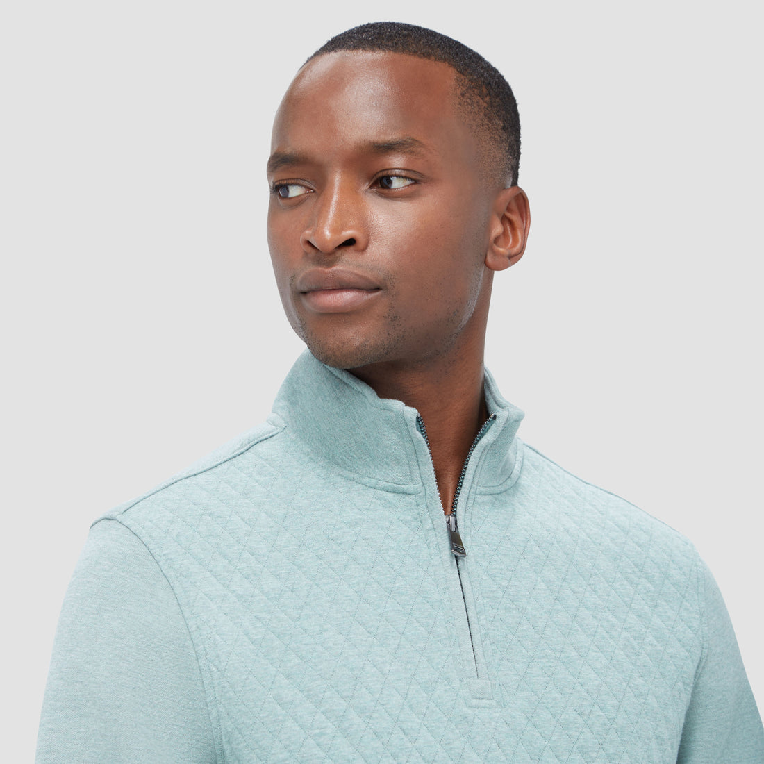 Diamond Quilted Quarter-Zip Pullover